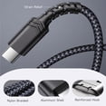 thumbnail image 3 of USB C Cable 6.6FT, 2 Pack USB‑C to USB‑C Cable Fast Charging, Durable Braided USB Cable for Mobile Phones and Tablets (Black), 3 of 6