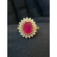 thumbnail image 6 of 7.42 Carats Round Brilliant Cut Diamonds Centered Ruby Cocktail Ring In Hallmark 18K Yellow Gold, 6 of 13