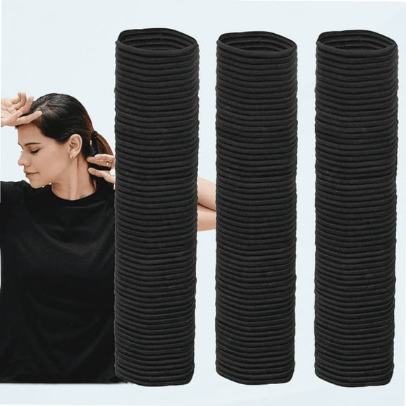 Hair Ties Bulk Pack, 4mm Thick, Black, 180-Count