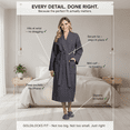 thumbnail image 2 of Lotus Linen Waffle Weave Robes for Women - Quick Dry Spa Bathrobe,  Dark Gray XL, 2 of 7