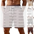 thumbnail image 4 of Thousandth Casual Striped Shorts for Men Summer Beach Shorts with Drawstring Elastic Waist Breathable Shorts Relaxed Loose Fit Flax Lounge Shorts, 4 of 8
