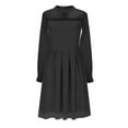 thumbnail image 4 of SERTG Girls Summer A-Line Dress with Sheer Layered Detail Round Neck Long Sleeve Skirt Versatile Outfit for Kids 5-16 Years(Black,13 Years), 4 of 8
