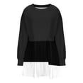 thumbnail image 6 of Elainilye Fashion Dresses for Women 2024 Casual Sweatshirt Long Sleeve Dress Round-Neck Ladies Patchwork Mini Dresses,Black, 6 of 6