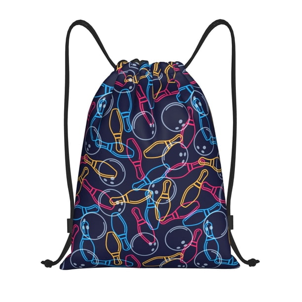 Fotbe Multicolor Bowling Bolsa Mochila con Cordón Estampada, Bolsa de Gimnasio Deportiva, Bolsa Cinch, Bolsa con Cordón para Hombres y Mujeres-Medium