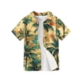 thumbnail image 4 of Abcomgle Boys Spring Shirts Tropical Palm Tree Print Funny Hawaiian Shirt Button Down Short Sleeve Tourist Hawaiian Clothes for Boys,Earthy Yellow,5-6Years, 4 of 5