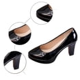 thumbnail image 6 of Win s Way Women's Chunky Heel Solid Low Top Slip On Dress Shoes Comfort Work Evening, 6 of 9