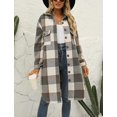 thumbnail image 4 of GHSDFBB Women's Lounge Lapel Button Up Long Sleeve Plaid Long Shirt Jacket Shacket, 4 of 7