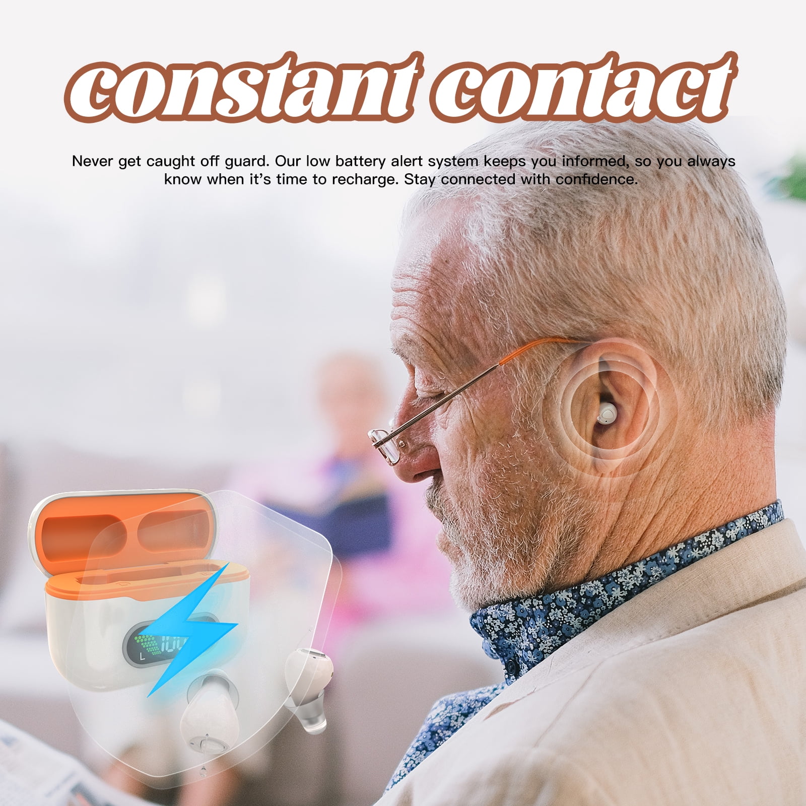 Pro Hearing Aids for Seniors with Smart Auto-Noise Reduction (Not Amplifiers),Rechargeable Digital OTC with 32-Channel for Clear Sound, Super Mini Invisible & 7-Day Standby, UV Charging Case