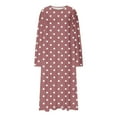 thumbnail image 5 of JUSLIO Nightgowns for Women Graphic Print Loungewear Long Sleeve Robes Round Collar Pajama Pink Sleepwear Plus Size Nightgown Sleep Dress, 5 of 6