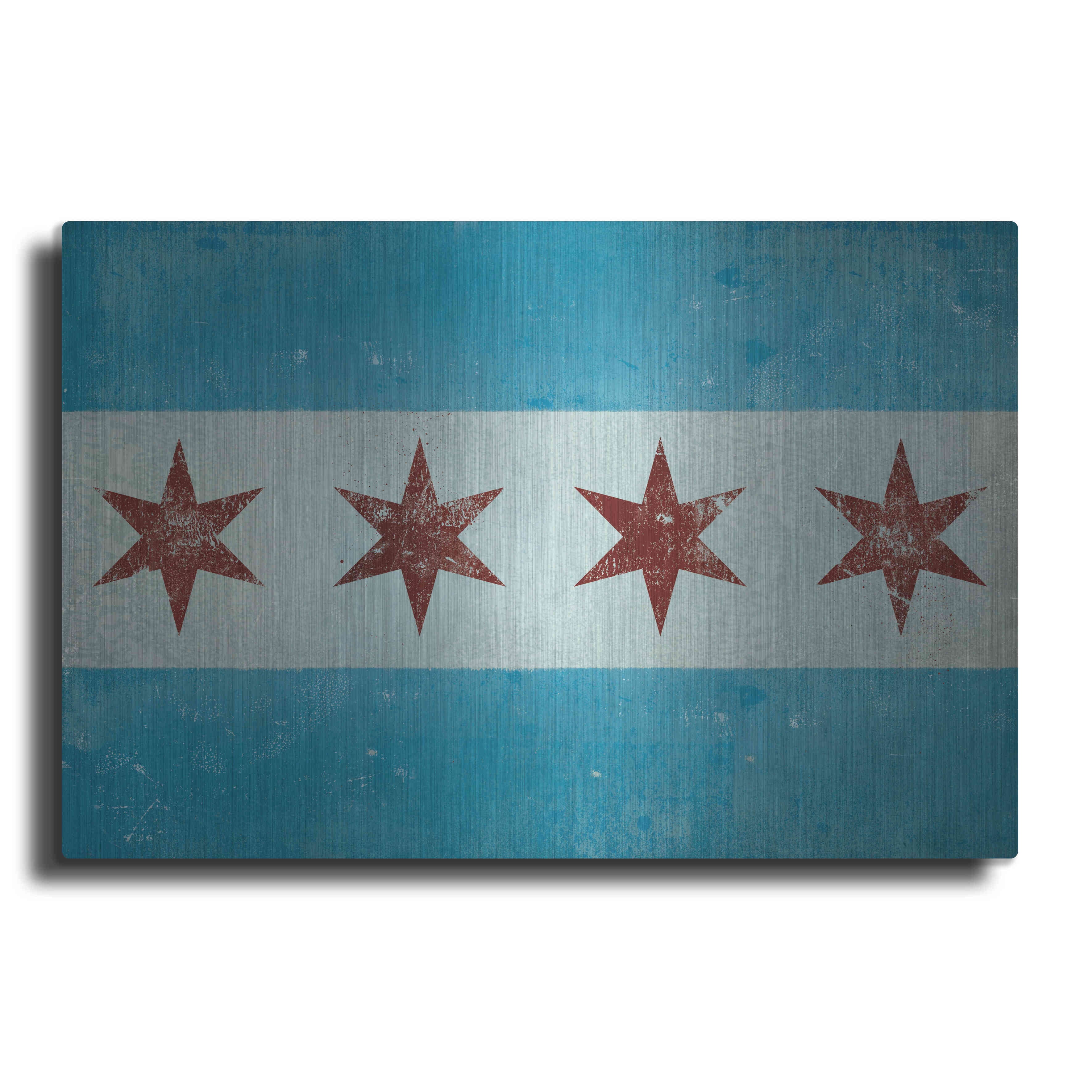 Luxe Metal Art 'Chicago Flag' by Ryan Fowler, Metal Wall Art, 36"x24