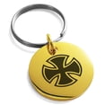 thumbnail image 1 of Stainless Steel Pattee Iron Cross Circlet Engraved Small Medallion Circle Charm Keychain Keyring, 1 of 1