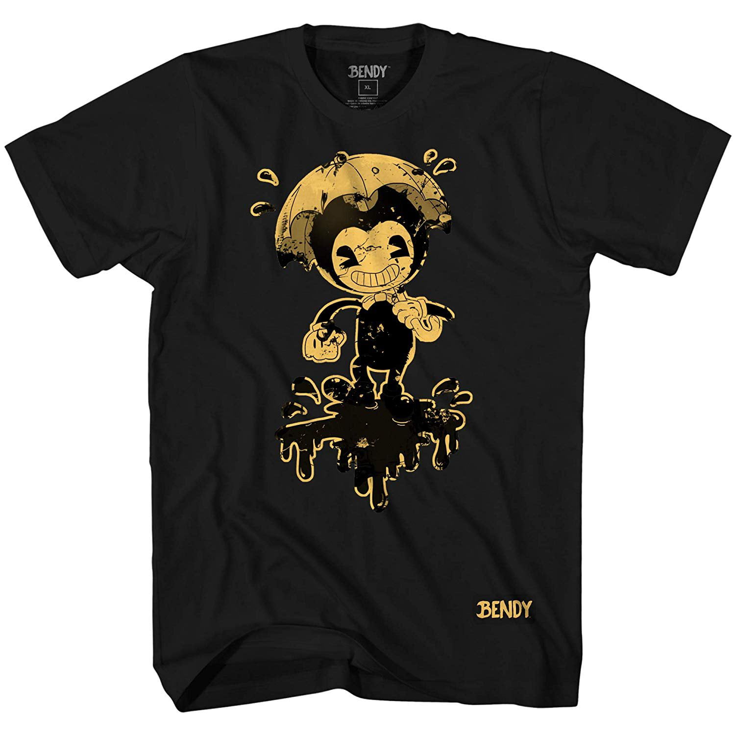 Bendy And The Ink Machine Shirt Official Bendy T Shirt Black And Yellow Rain Bendy Boys T Shirt Black Yellow Rain Small Walmart Com Walmart Com - yellow cat ears roblox