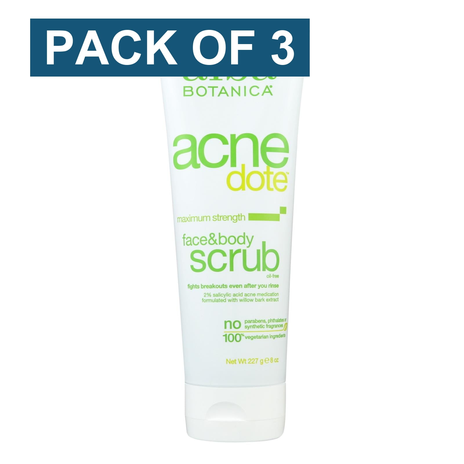 Alba Botanica - Natural Acnedote Face and Body Scrub - 8 fl oz - Pack of 3