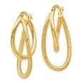 thumbnail image 2 of FB Jewels Leslie's 14K Yellow Gold Polished and Textured Hinged Hoop Earrings, 2 of 3