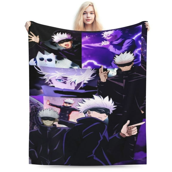 Satoru Gojo Throw Blanket Soft Lightweight Cozy Plush Flannel Bed Blanket Fuzzy Fluffy Fleece Blankets for Bedroom Living Room Couch Office 40"X30"