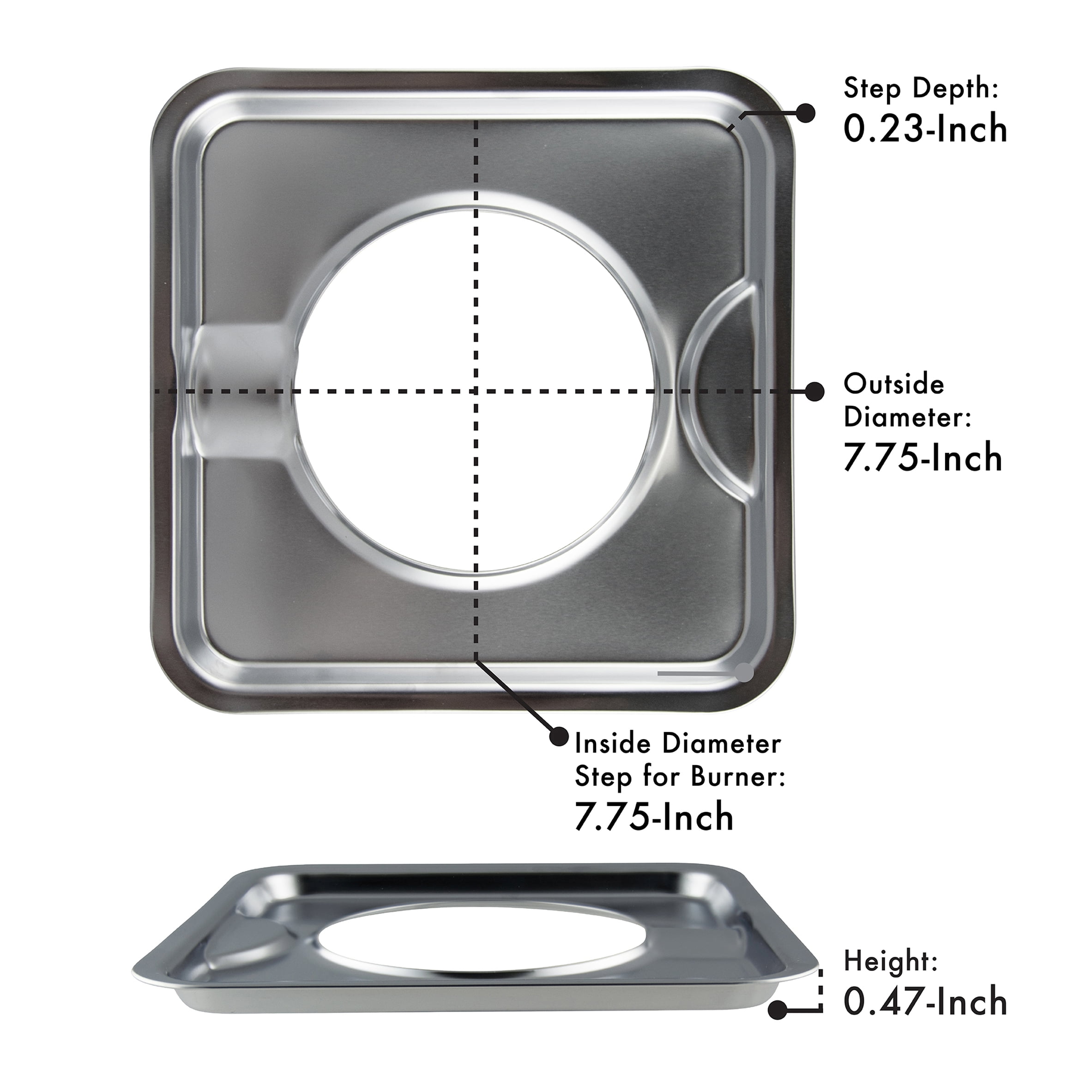 (2 pack) Range Kleen SGP400 Style I Drip Pan Chrome Square 7.75 inch single pack