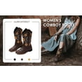 thumbnail image 5 of Cowboy Boots for Women Mid Calf Cowgirl Western Boots Sunflower Embroidery Stitched Square Toe Low Heel Brown 11, 5 of 7