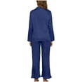 thumbnail image 2 of FAIWAD Silk Pajamas for Women Set Long Sleeve Button Down Sleepwear Comfy Loungewear Pjs Outfits, 2 of 6