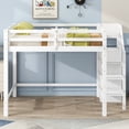 thumbnail image 3 of Full Size Loft Bed with Built-in Storage Wardrobe and Staircase, Space-Saving Furniture for Teens and Adults, Sturdy White Frame Design for Bedroom or Dorm Organization, 3 of 9