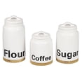 thumbnail image 3 of Home Basics 3 Piece Ceramic Canister Set with Bamboo Accents, White, 3 of 7
