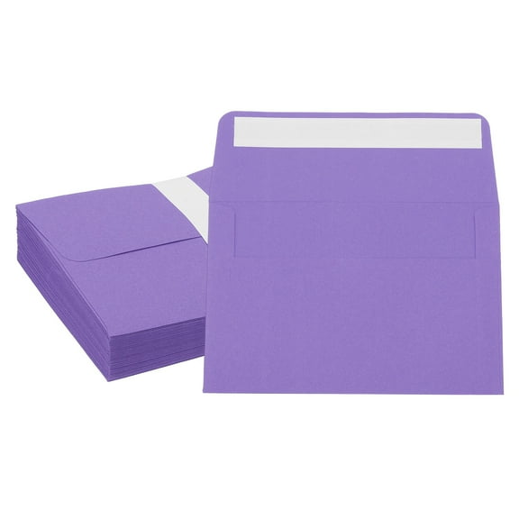 Uxcell 6x4 Inch Invitation Envelopes, 50 Pcs Flat-Flap Card Sleeves for Mailing, Dark Purple