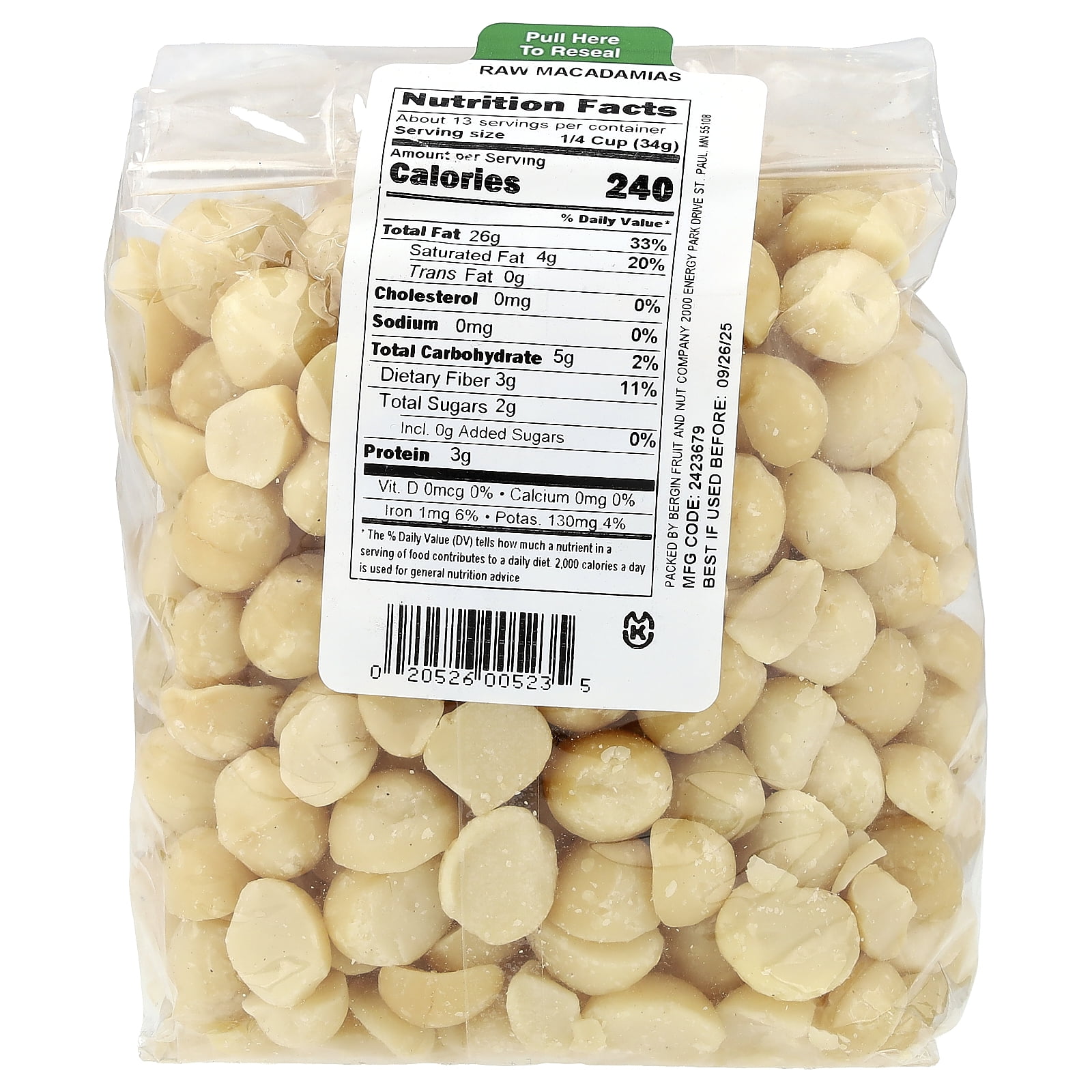 Bergin Fruit and Nut Company Raw Macadamias, 16 oz (454 g)