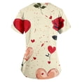 thumbnail image 2 of Valentine's Day Scrub Tops Women Print Love Heart Printed V Neck Breathable Scrub Tops Short Sleeve Professionals Soft Stretch Workwear Shirt with Pockets khaki 3X-Large, 2 of 3