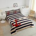 thumbnail image 4 of Erosebridal Nautical Anchor Bedding Full Comforter Set, Geometry Stripes Down Comforter, Sea Theme Decor, 3pcs, 4 of 7