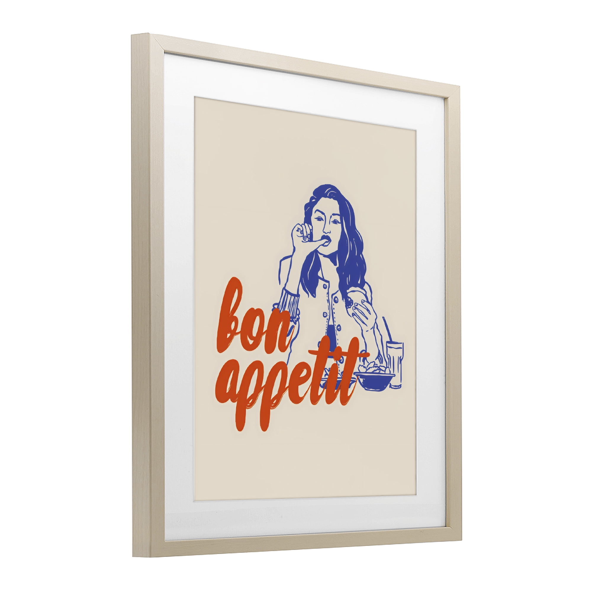 Stupell Industries Bon Appetit Woman Enjoying Meal Birch Framed Print Under Glass, design by The Prints Vibe