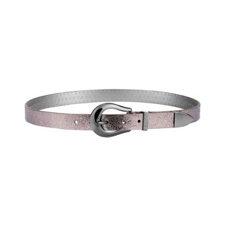 Michael Kors Metallic Silver Belt with Logo Buckle, new, large MICHAEL KORS BELT BLACK WITH SILVER MK LOGO BUCKLE  main image 2
