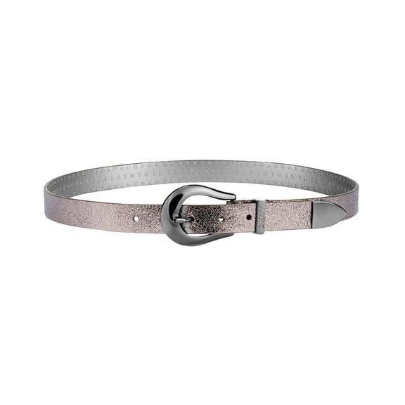 DKNY Women’s Metallic Tipped Belt, Gunmetal, Large