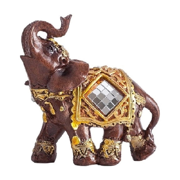 Jesscasday Elephant Sculpture Golden Elegant Figurine In 3 Size Feng Shui Home Office Decoration Resin Statue Gift Item