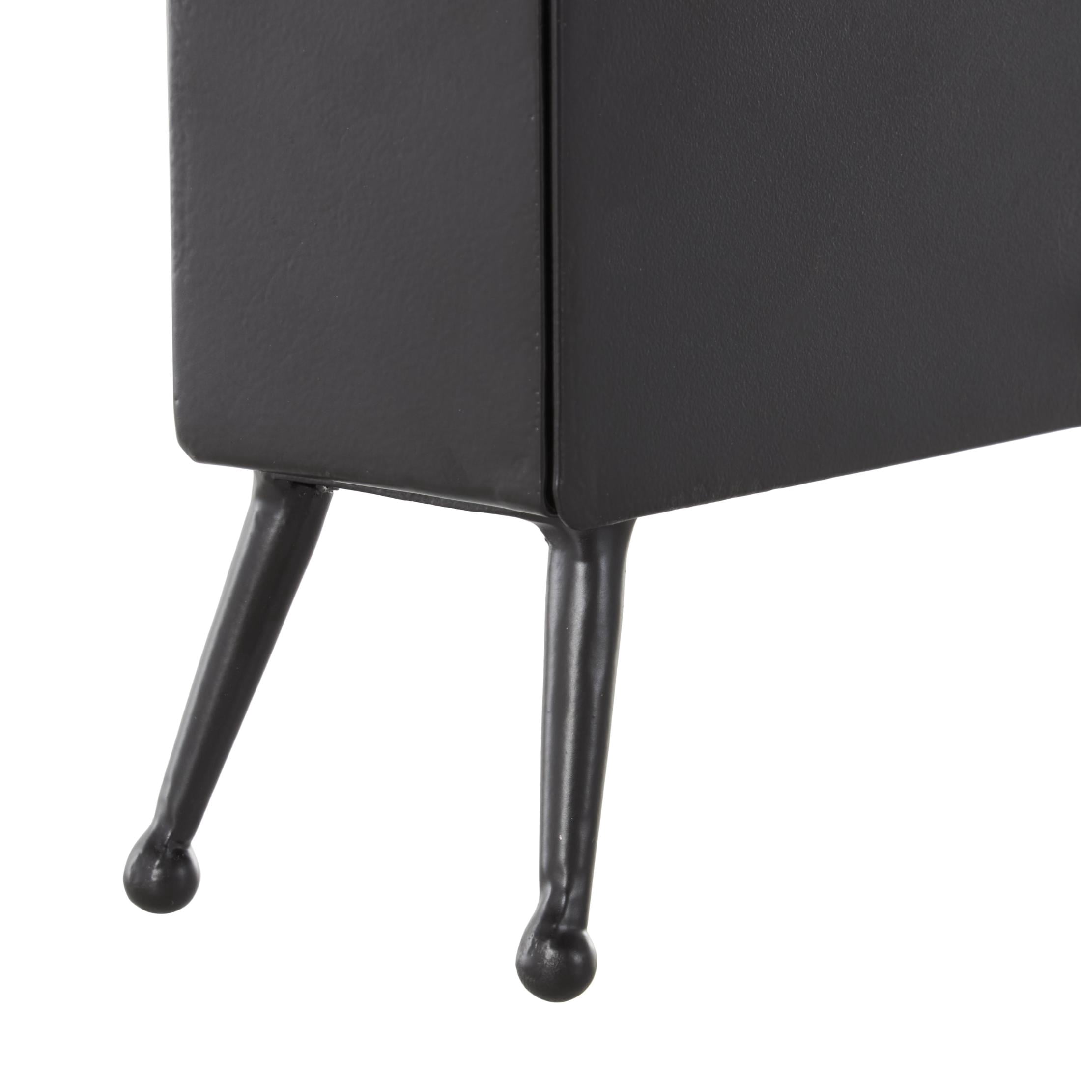 DecMode 8" Black Metal Rectangular Clock with Tea Stained Clock Face