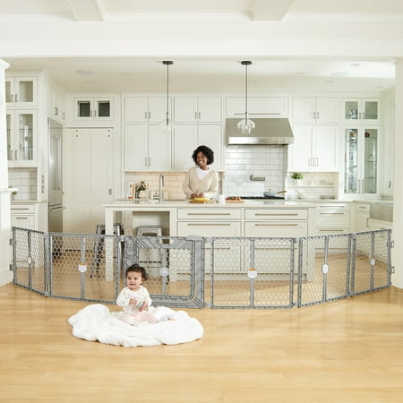 Regalo Superwide Plastic Gate & Play Yard with Door  Gray