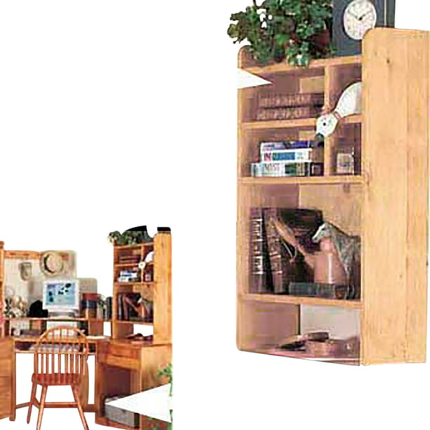 Wood Desktop Shelf Organizer Unit, Unfinished Pine Bookcase Kits