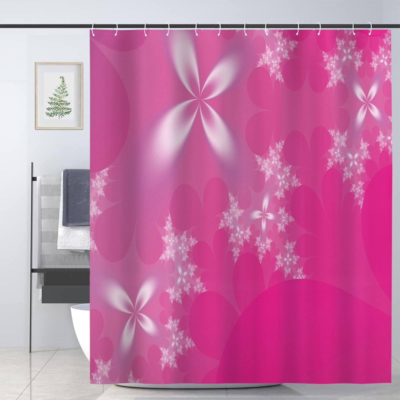 JOOCAR Hot Pink Shower Curtain for Bathroom Decoration Fabric Shower