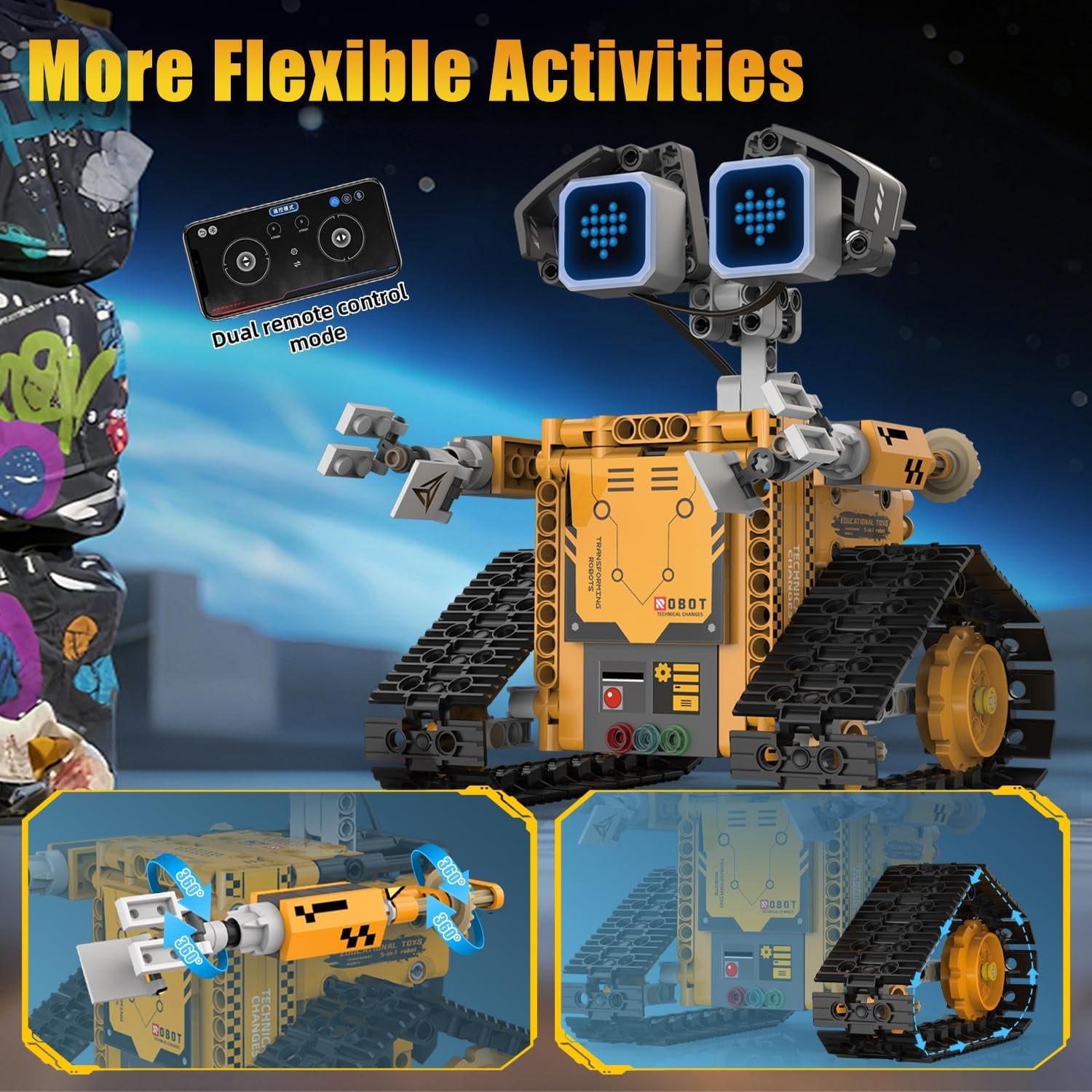STEM Robot Building Kit, 5-in-1 Remote Control Building Toys Kit,Chirstmas Birthday Gift for Boys Ages 8 9 10 11 12 13 14