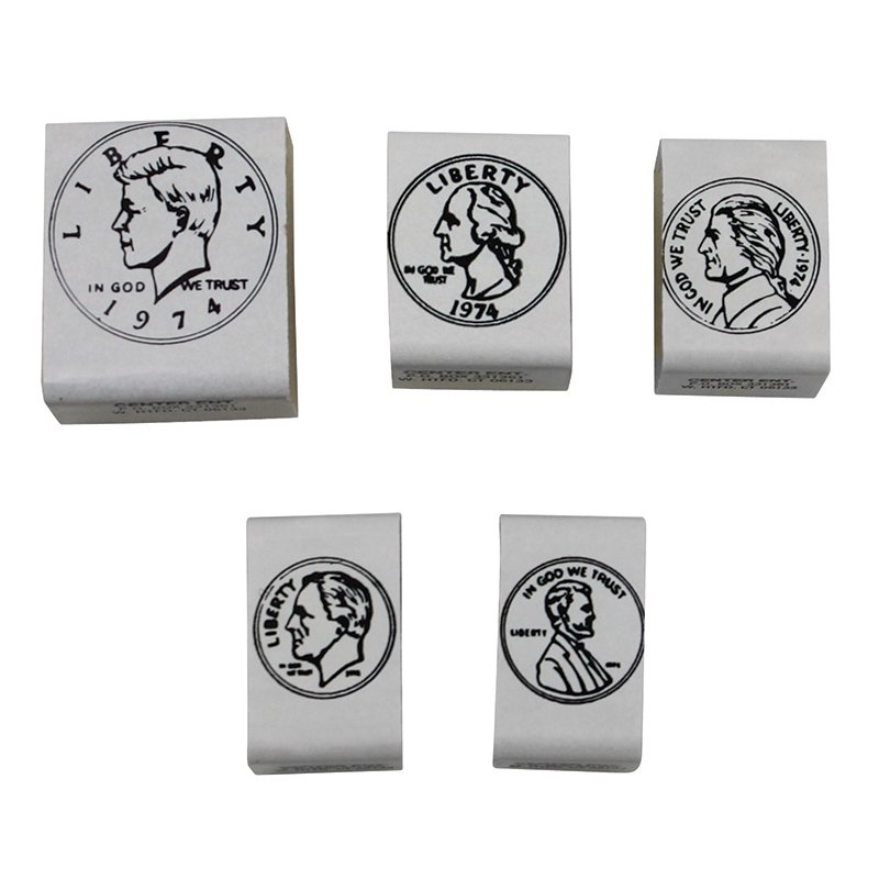 STAMP SET COINS HEADS 5/PK