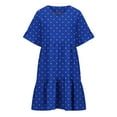 thumbnail image 7 of LOVZFMLL Summer Dresses for Women Casual Loose V Neck Short Sleeve Mini Dress Ruffle Swing Polka Dot/Boho Floral Print Beach Sundress Blue A XL, 7 of 7