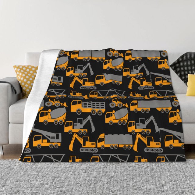 Fotbe Yellow Excavator Manta de Franela con Estampado, Manta Ultrasuave para Cama, Sofá, Auto, Hipoalergénica y Antibolitas-50"x40"