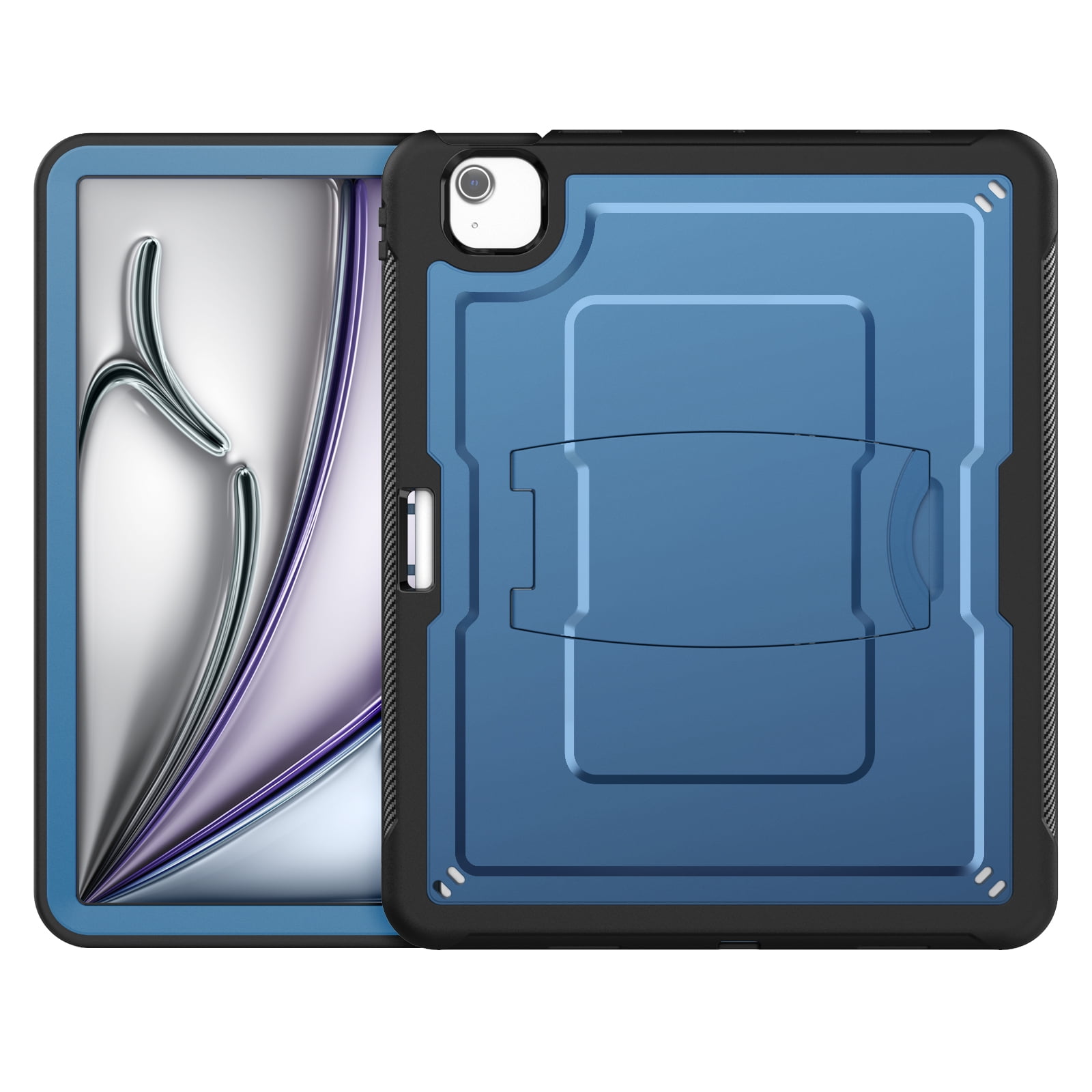 Allytechgroup Case for Apple iPad Air 13 Inch M2 2024 with Pencil Holder/ Support Pencil 2nd Magnetic Attachment Wireless Charging Kickstand Hard PC + Soft TPU Shockproof Stand Rugged Cover, Navyblue