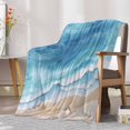 thumbnail image 6 of Fleece Blanket Watercolor Summer Beach Ocean Blue Waves Blankets, Soft Cozy Warm Flannel Throw Blanket, Abstract Art Blanket for Bed Couch Sofa,40x60In, 6 of 9