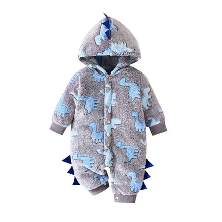 

Hpgjzj Infant Baby Boy Girl Cute Dinosaur Clothes Fleece Hooded Jumpsuit Long Sleeve Romper Fall Winter Outfit