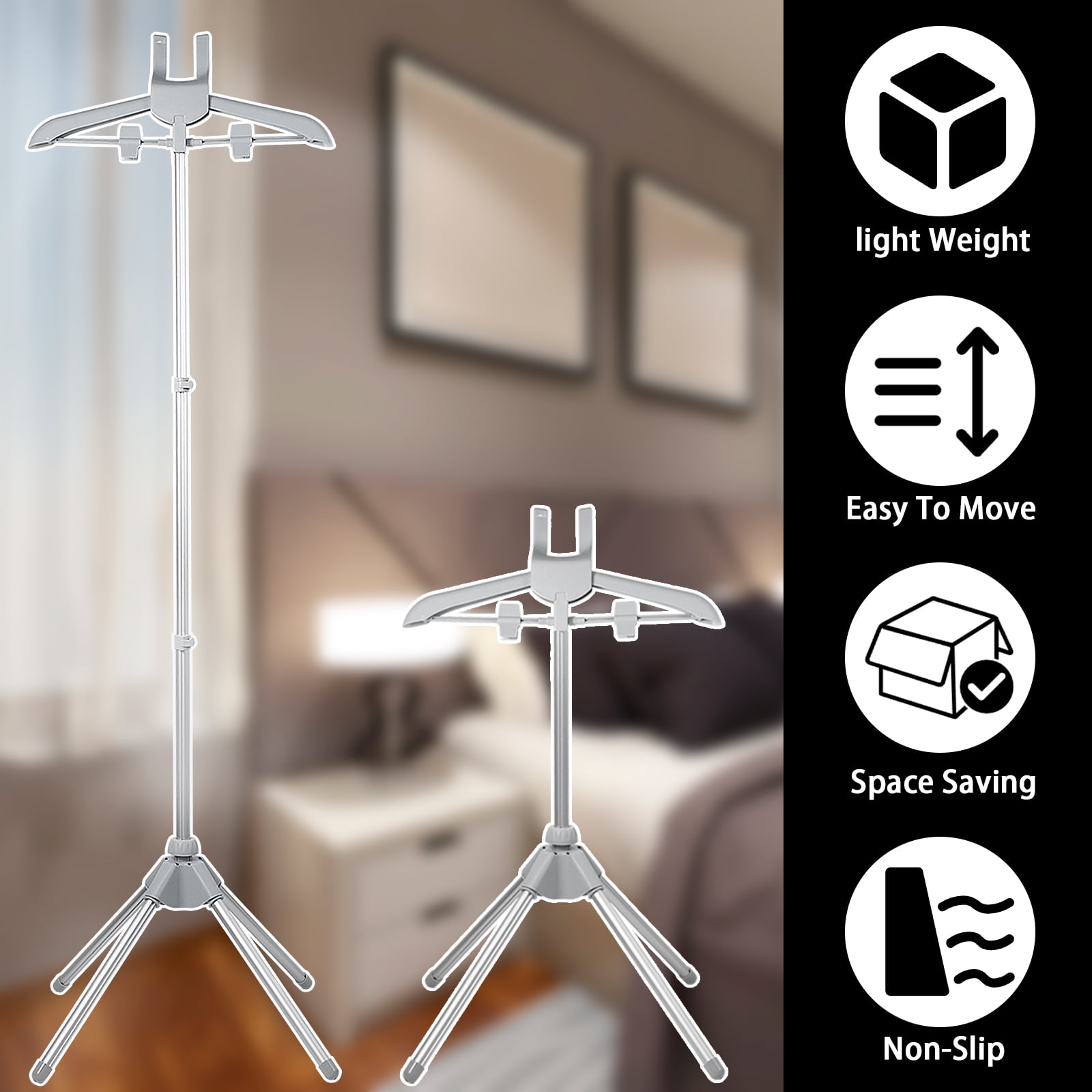 Hvxrjkn Steamer Stand Telescopic Garment Steamer Rack Height Adjustable Garment Steamer Clothes Rack Foldable Standing Garment Hanger for Steaming Clothes