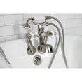 thumbnail image 3 of Kingston Brass KS229PXSN Kingston Three-Handle 2-Hole Tub Wall Mount Clawfoot Tub Faucet with Hand Shower in Brushed Nickel, 3 of 7