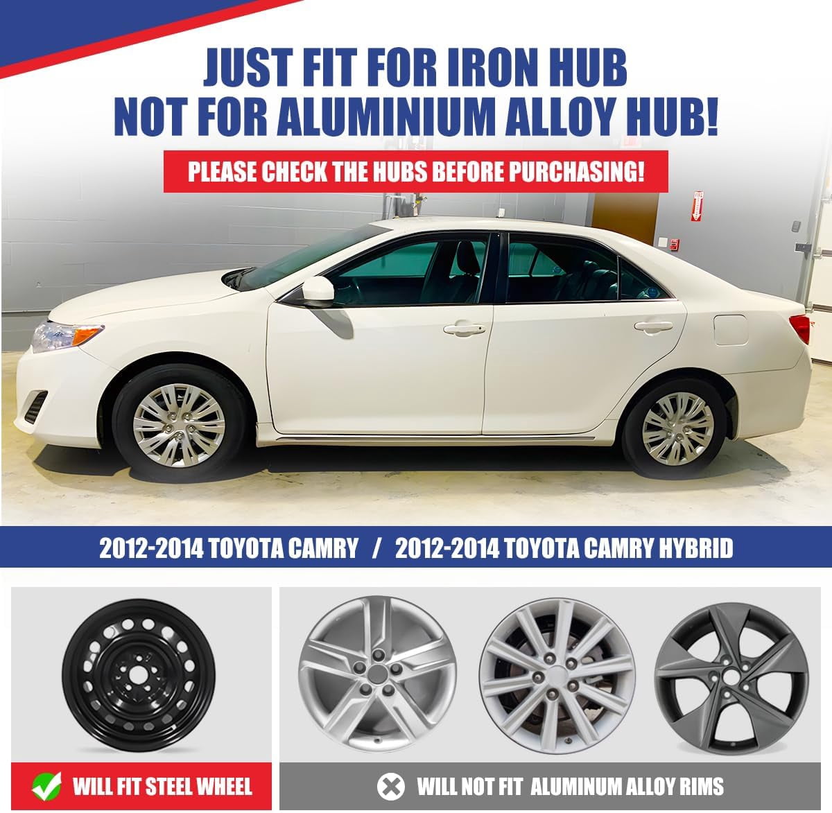 16" Hubcaps 2012-2014 Toyota Camry / 2012-2014 Toyota Camry Hybrid Wheel Rim Covers,Heavy Duty PP Material (Set of 4,Lacquer)
