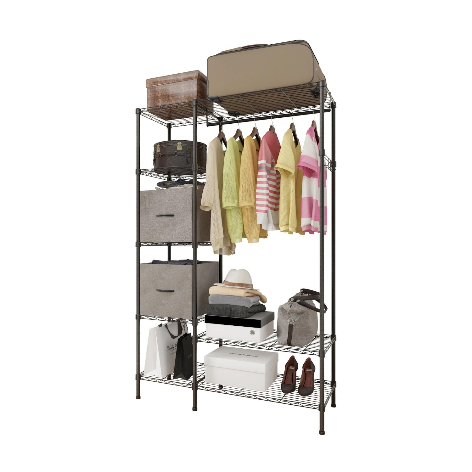SalonMore Freestanding Portable Wardrobe Closet Organizer Hanging Rod