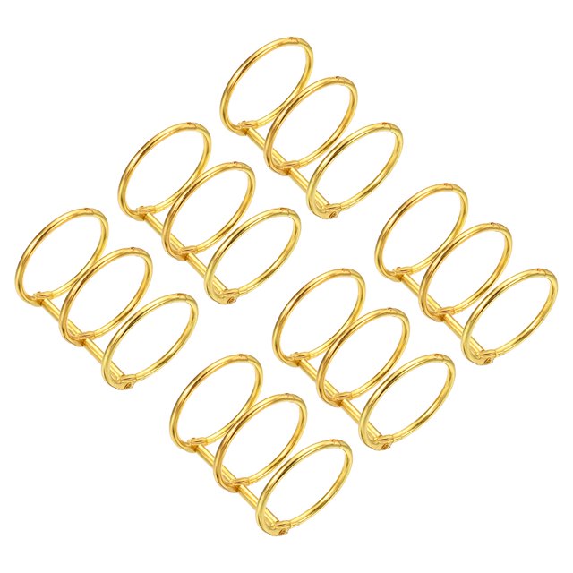 Unique Bargains 1.18' Dia. 3 Circle Detachable Metal Binder Rings Loose Leaf Rings, Gold Tone 6 Pack