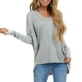 thumbnail image 6 of Scyoekwg Fall Long Sleeve Shirts for Womens Comfy Pullover 2025 Fashion Round Neck Off Shoulder Tunic Tops Classic Solid Color Casual Loose Fit Blouses Autumn Comfy Lightweight Gray XL, 6 of 8