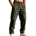 thumbnail image 5 of Liuinsasek Men's Straight Leg Cargo Pants Drawstring Elastic with Multi-Pockets Waist Casual Loose Outdoor Sports Long Pants, 5 of 7